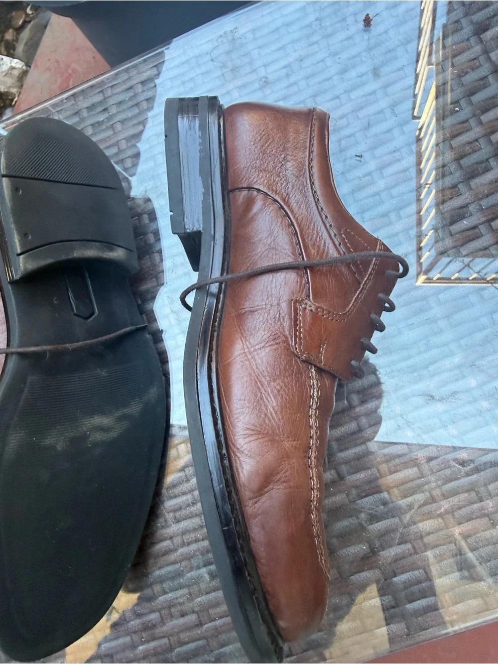 Alfani Brown Leather Lace-Up Oxfords